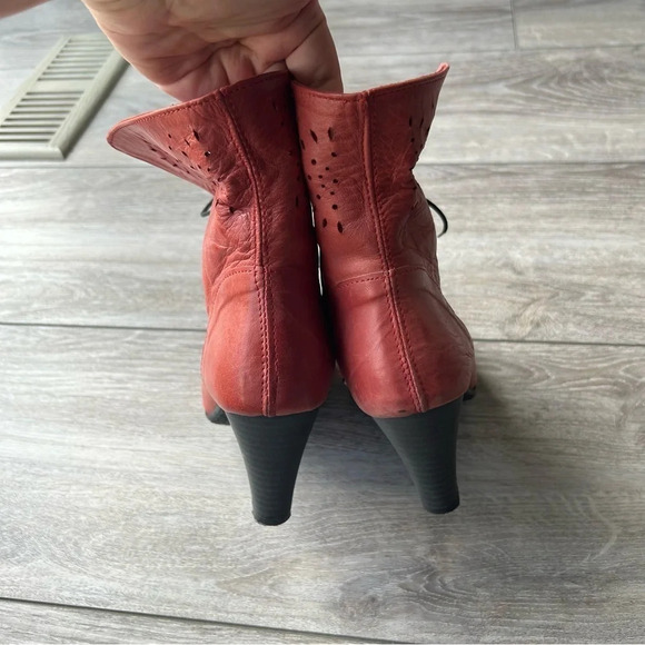 Claudia Laser Cutout Leather Fold Over Cuff Heeled Boots - Picture 7 of 16